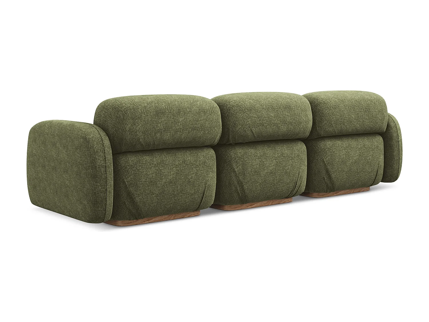 Canapé modulable 4 places en tissu chenille - olive - AILANI