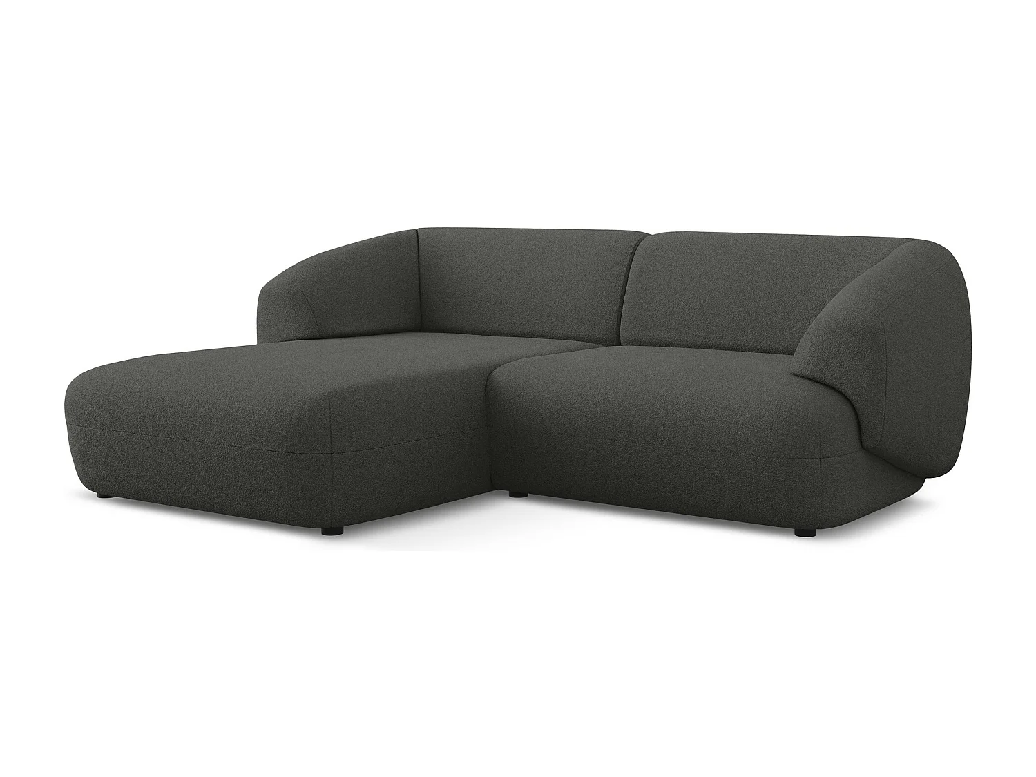 Sofá modular 2,5 plazas izquierdo de tela bouclé grafito - MOANA