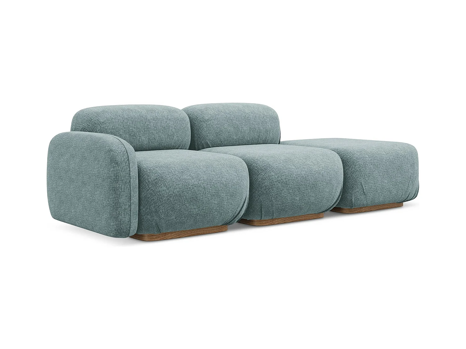 Modulares 3-Sitzer Sofa Rechts - - Chenille - Jeans - AILANI