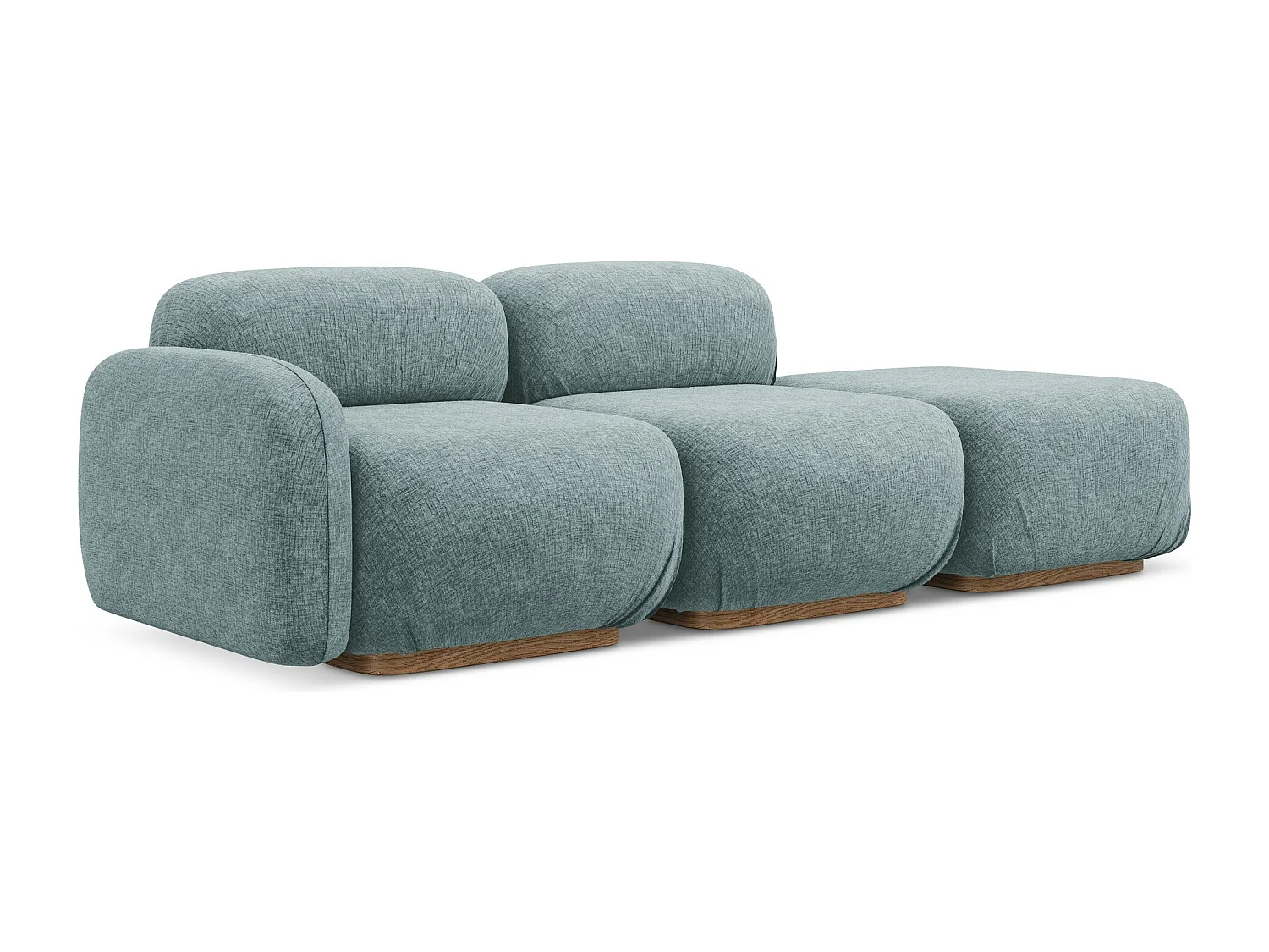 Sofá modular direito 3 lugares em tecido chenille jeans - AILANI