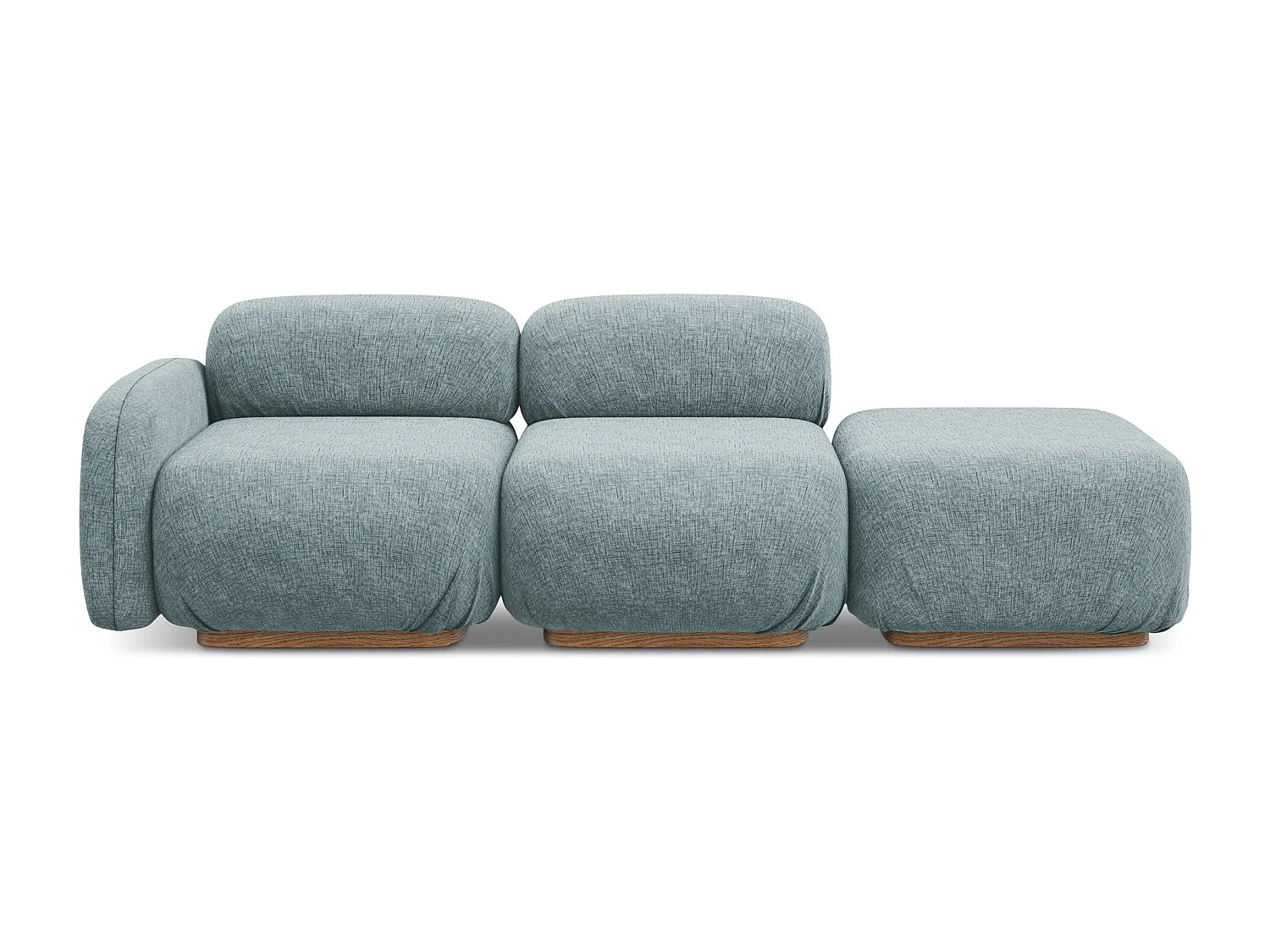 Sofá modular direito 3 lugares em tecido chenille jeans - AILANI
