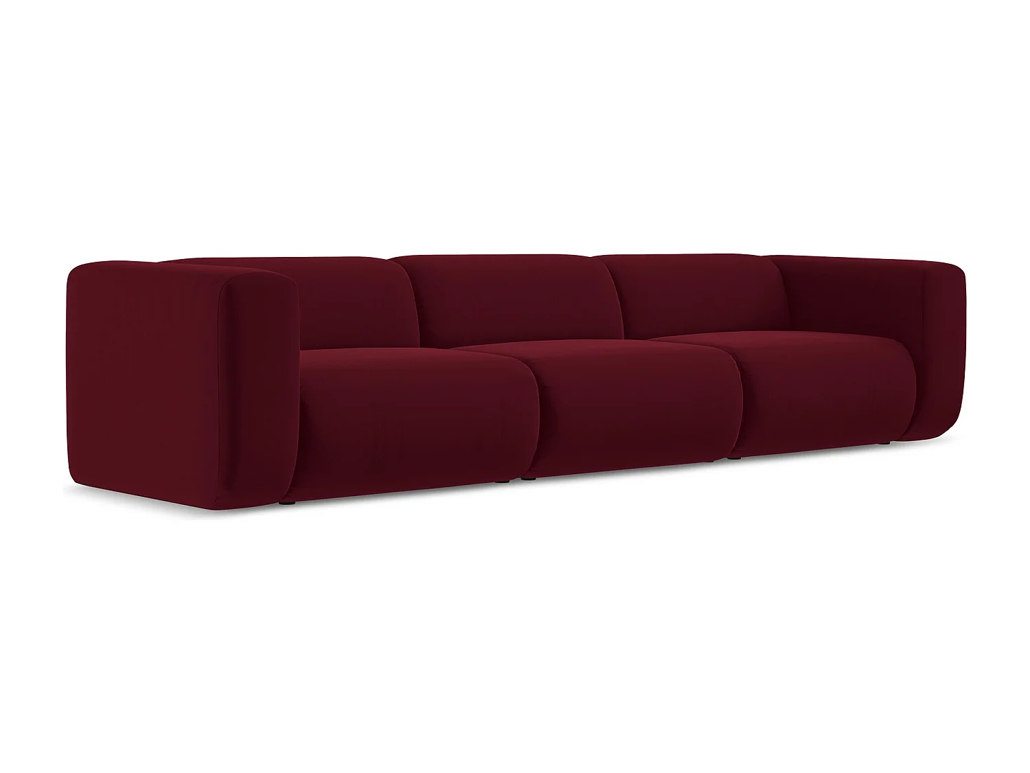 Modulares 4-Sitzer Sofa - - Samt - Burgund - EKAHI