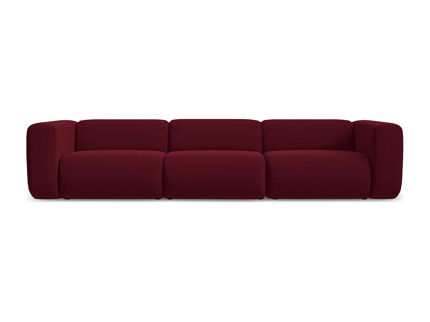 Modulares 4-Sitzer Sofa - - Samt - Burgund - EKAHI