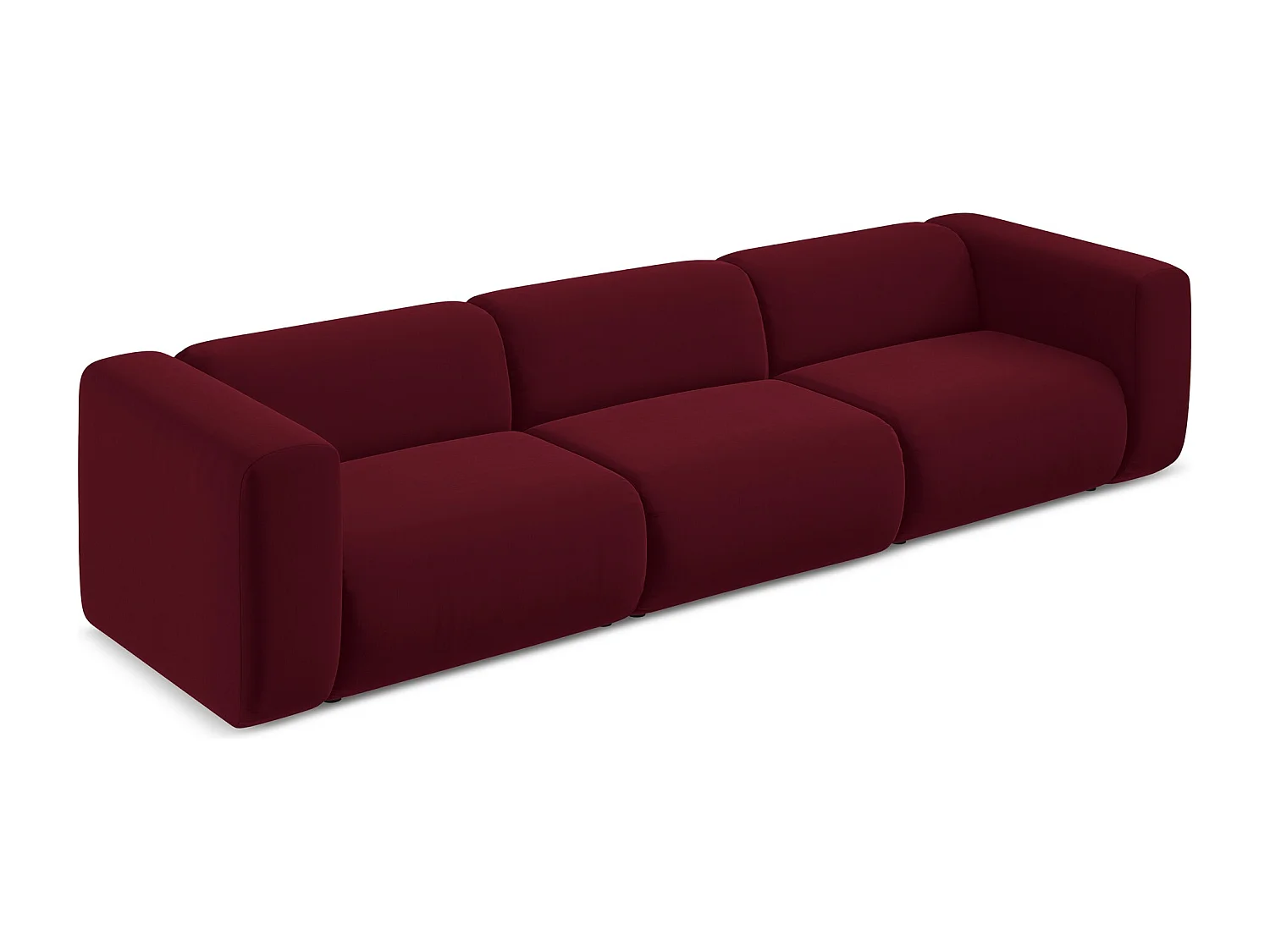 Modulares 4-Sitzer Sofa - - Samt - Burgund - EKAHI