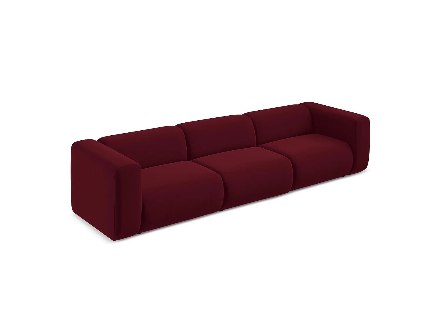 Modulares 4-Sitzer Sofa - - Samt - Burgund - BARI