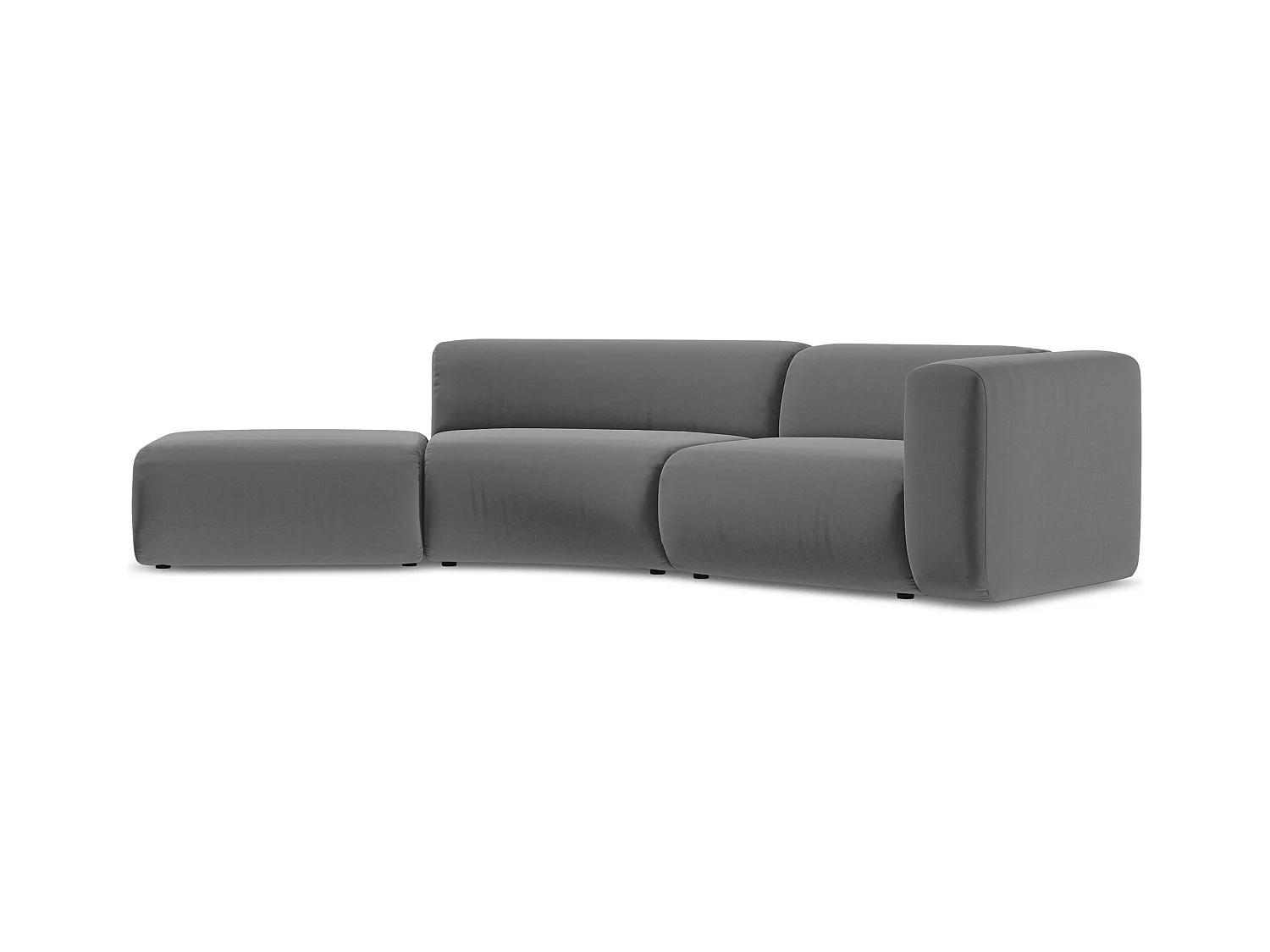 Sofá modular esquinero 4 plazas izquierdo de terciopelo gris - EKAHI