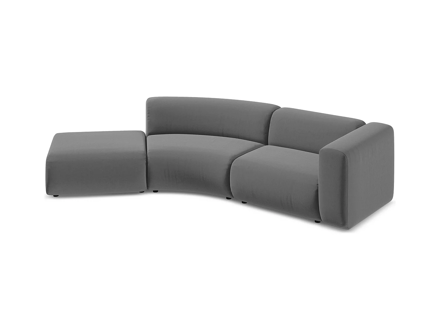 Canapé modulable 4 places gauche en velours - gris - EKAHI