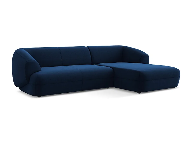 Canapé d'angle 3 places modulaire droit en velours - bleu royal - MOANA