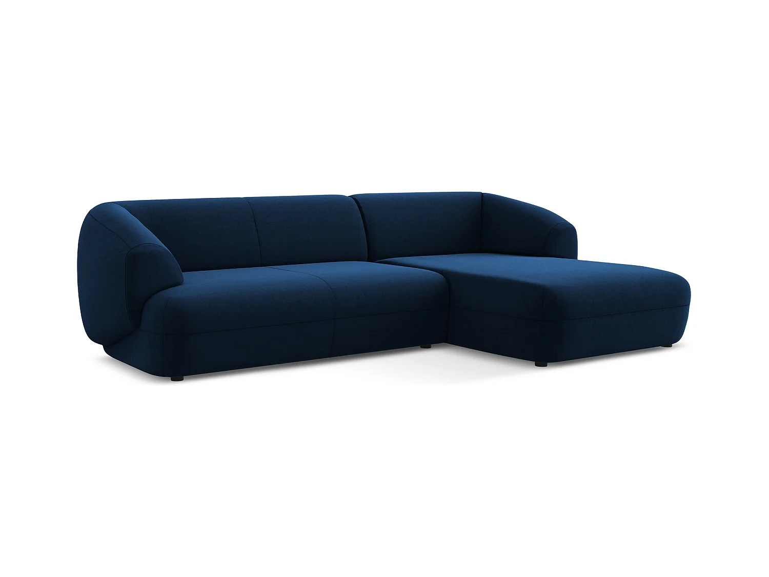 Canapé d'angle 3 places modulaire droit en velours - bleu royal - MOANA
