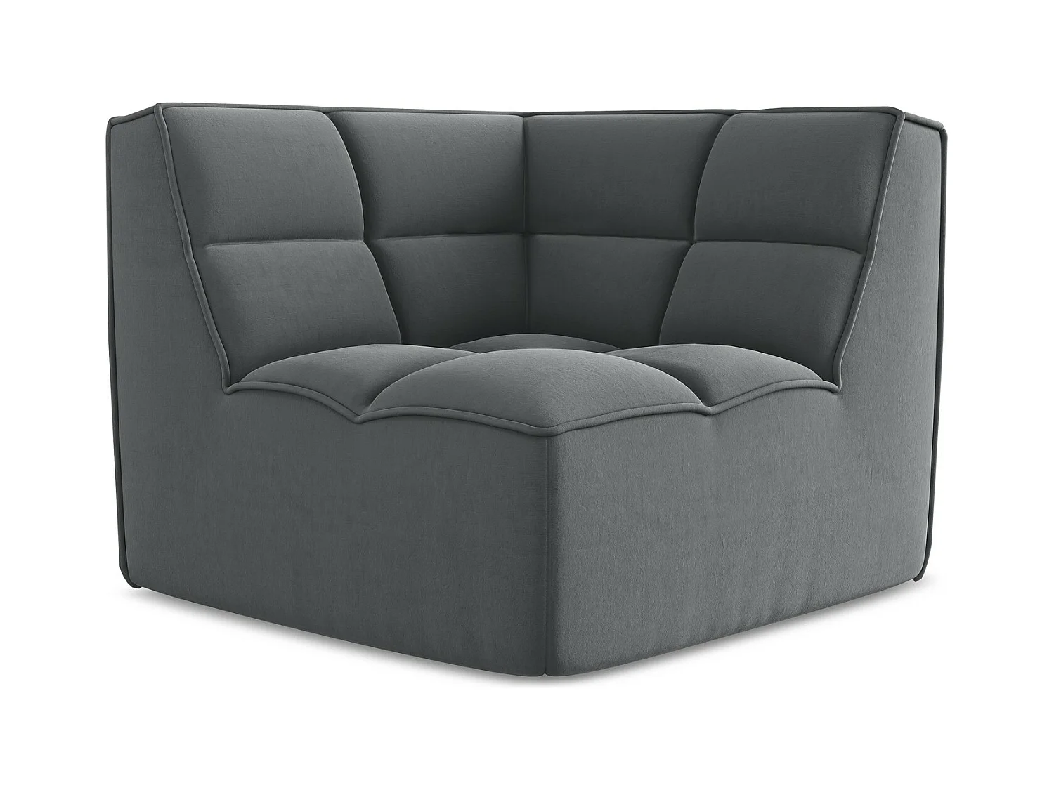 Fauteuil d'angle pour canapé modulable en velours - acier - KALAI
