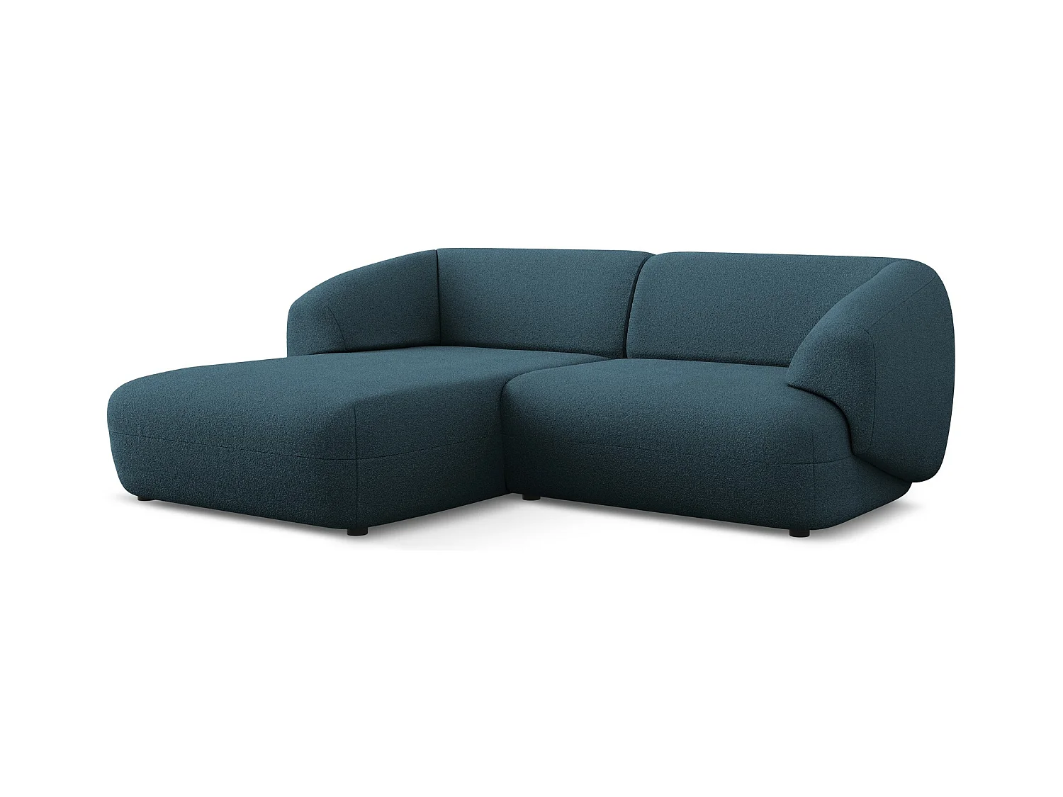 Modulaire hoekbank links van koningsblauw bouclé - MOANA