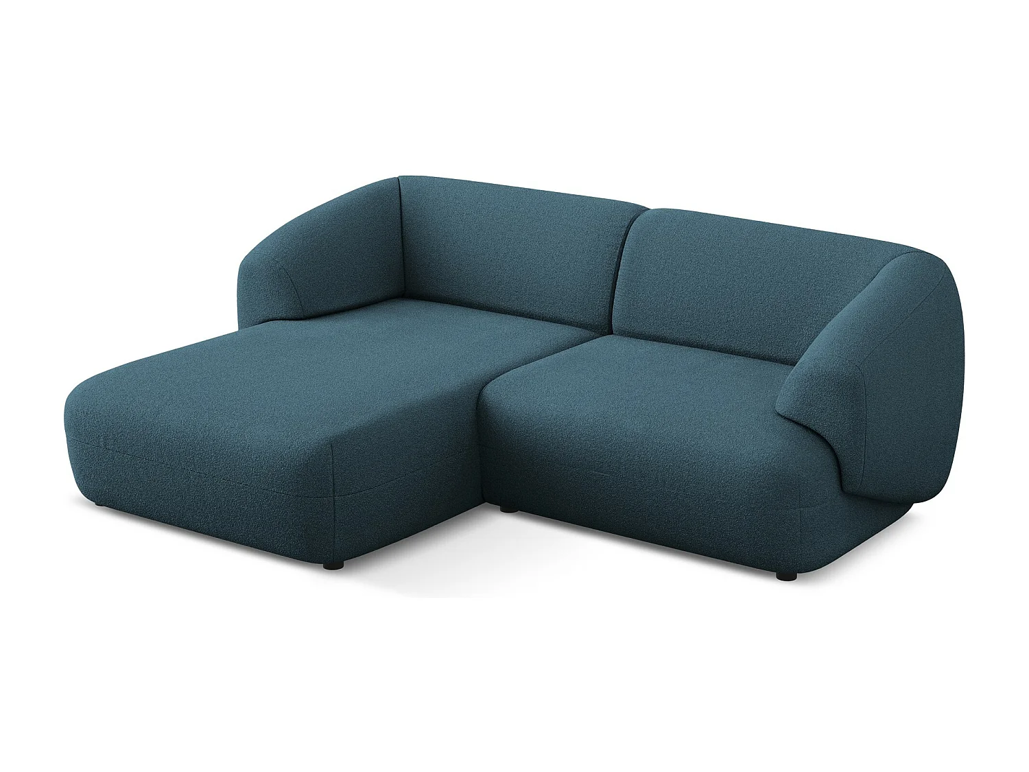 Narożnik lewostronny - z tkaniny bouclé - królewski niebieski - MOANA