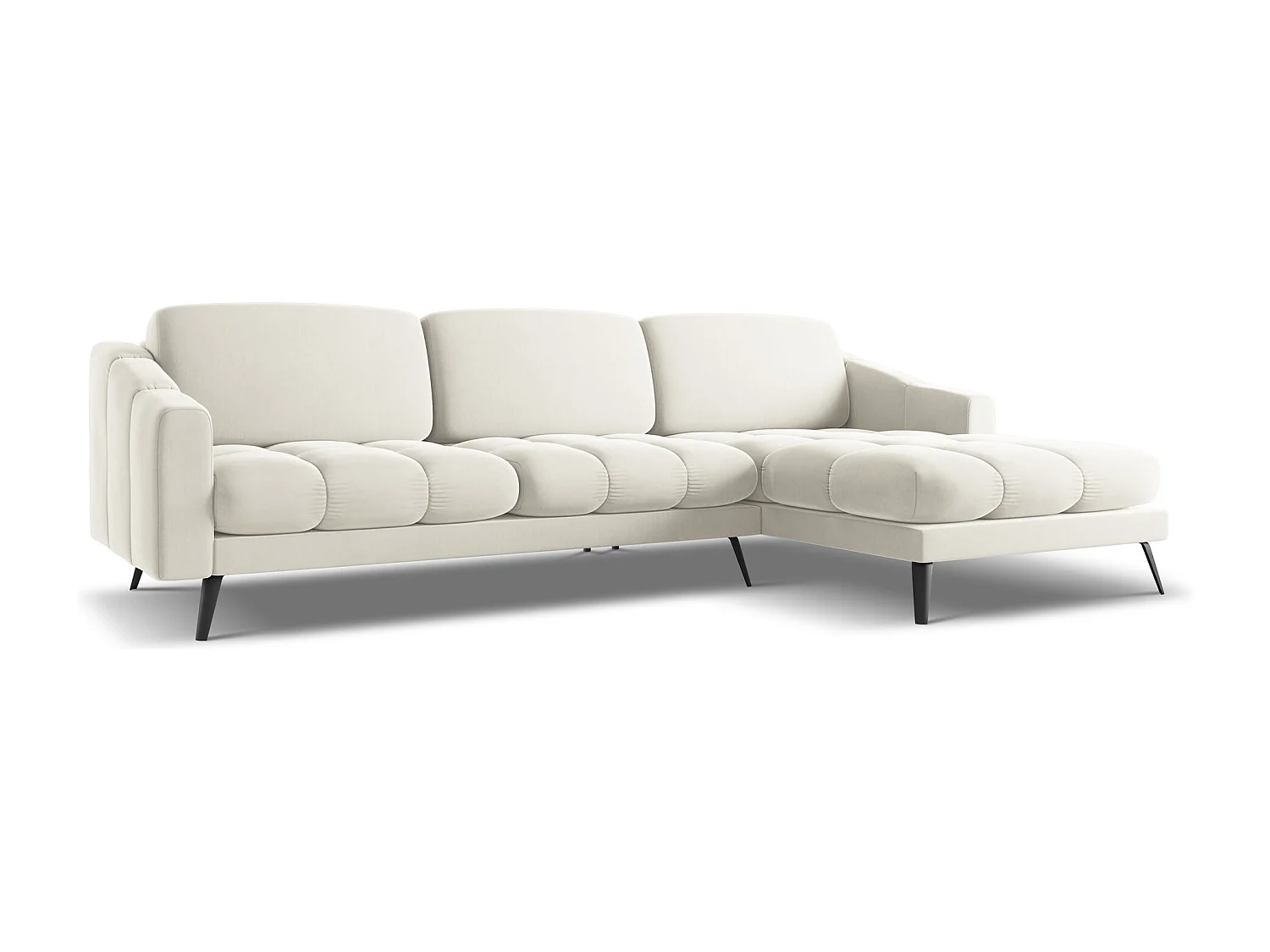 Ecksofa - Ecke Rechts - Samt - Hell beige - NALU
