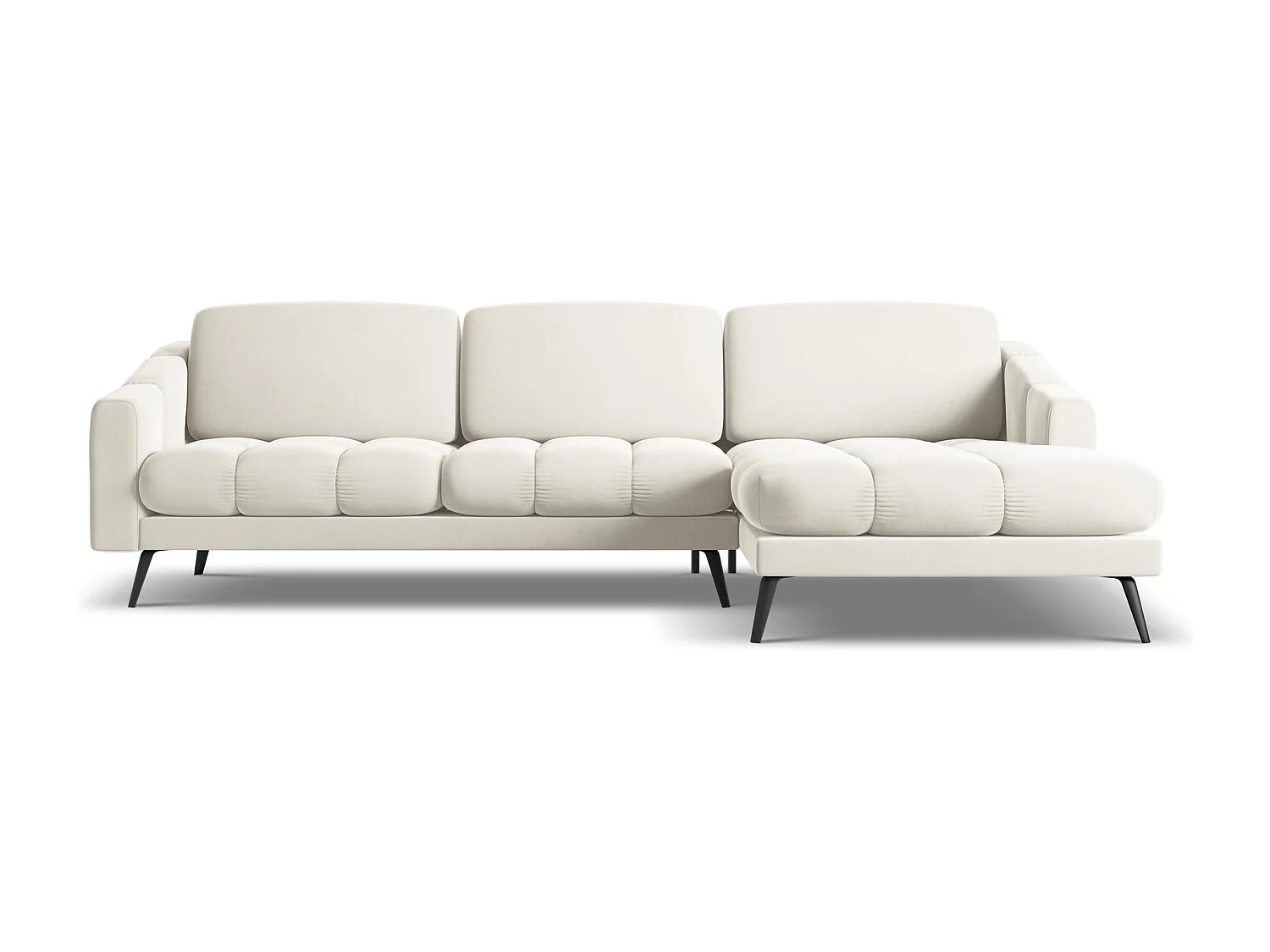 Ecksofa - Ecke Rechts - Samt - Hell beige - NALU