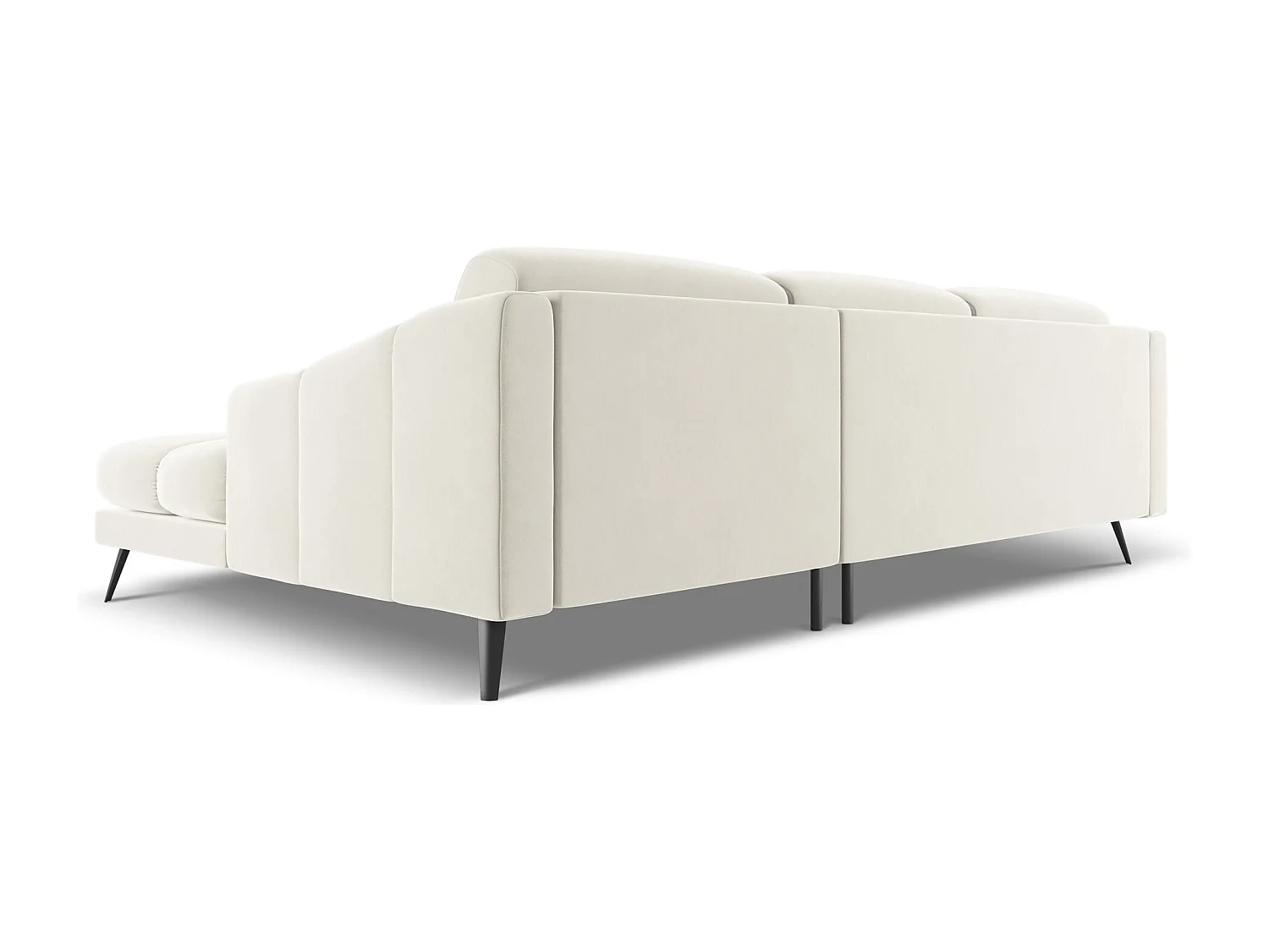 Ecksofa - Ecke Rechts - Samt - Hell beige - NALU