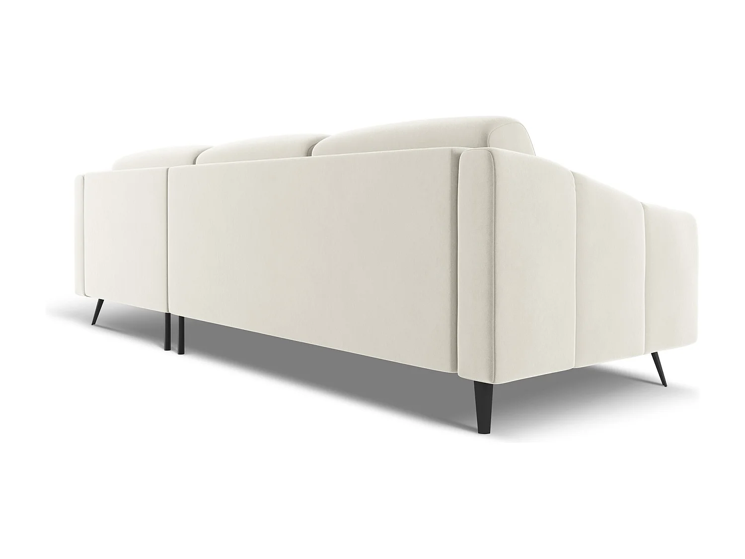 Canapé d'angle droit en velours - beige clair - NALU