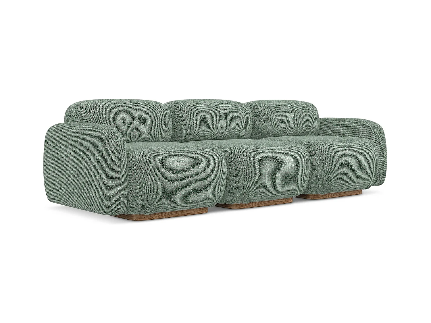 Canapé modulable 4 places en tissu texturé - vert clair - AILANI