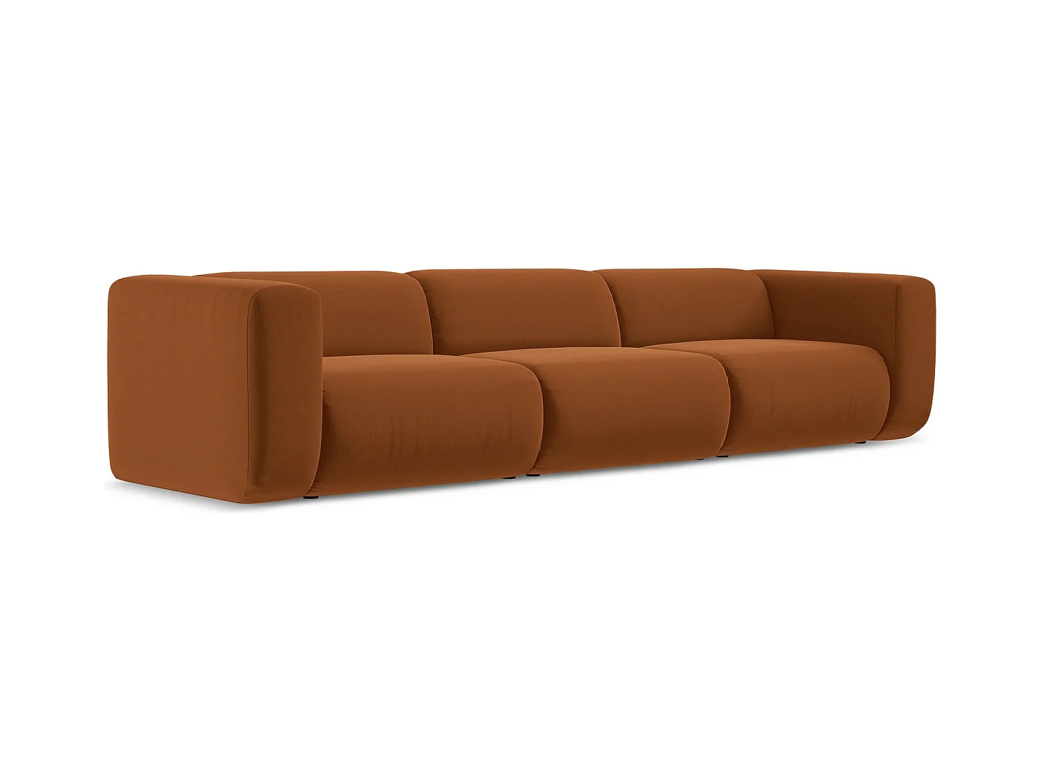 Modulares 4-Sitzer Sofa - - Samt - Terrakotta - EKAHI