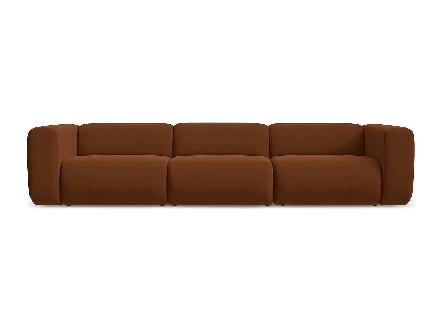 Sofá modular 4 lugares em veludo terracota - EKAHI