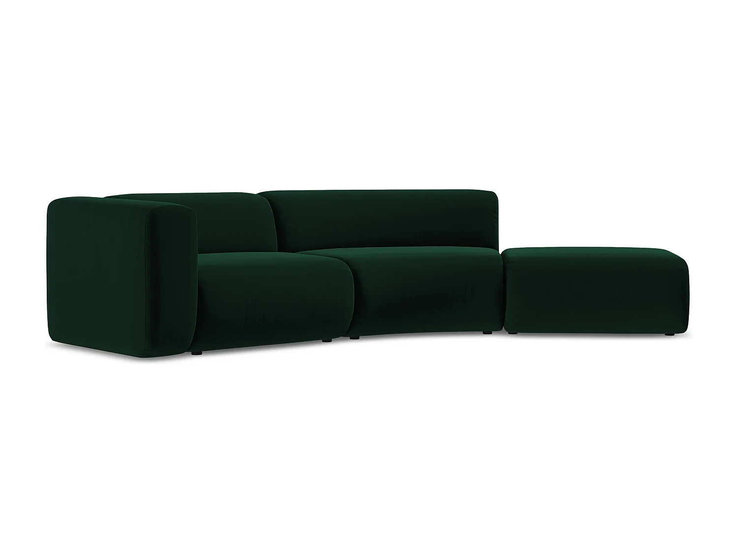 4-Sitzer Sofa Rechts - - Samt - Flaschengrün - EKAHI