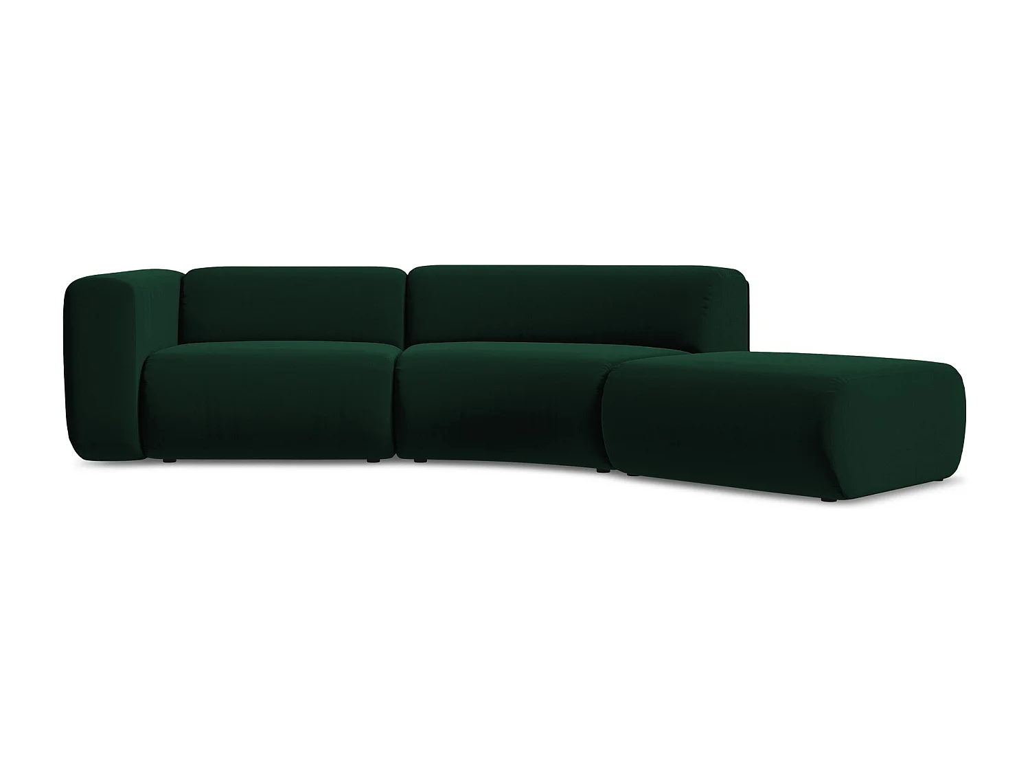 4-Sitzer Sofa Rechts - - Samt - Flaschengrün - EKAHI