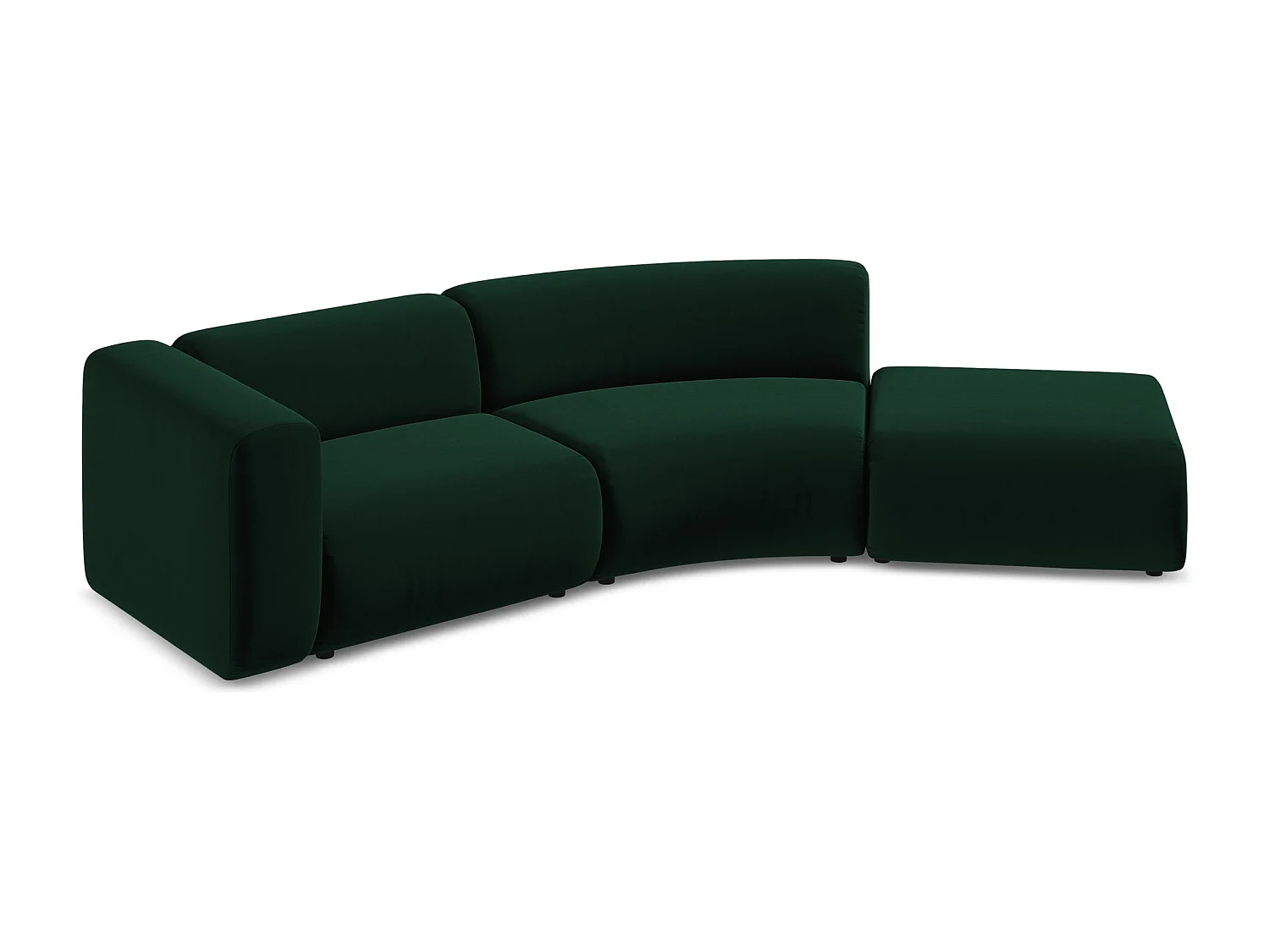 4-Sitzer Sofa Rechts - - Samt - Flaschengrün - EKAHI
