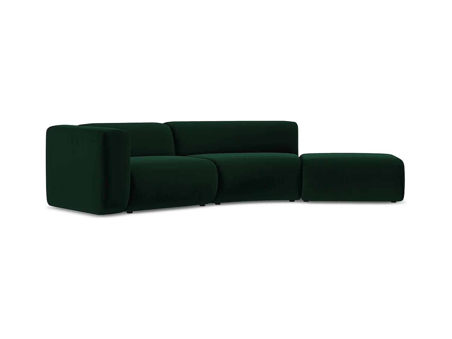 4-Sitzer Sofa Rechts - - Samt - Flaschengrün - EKAHI