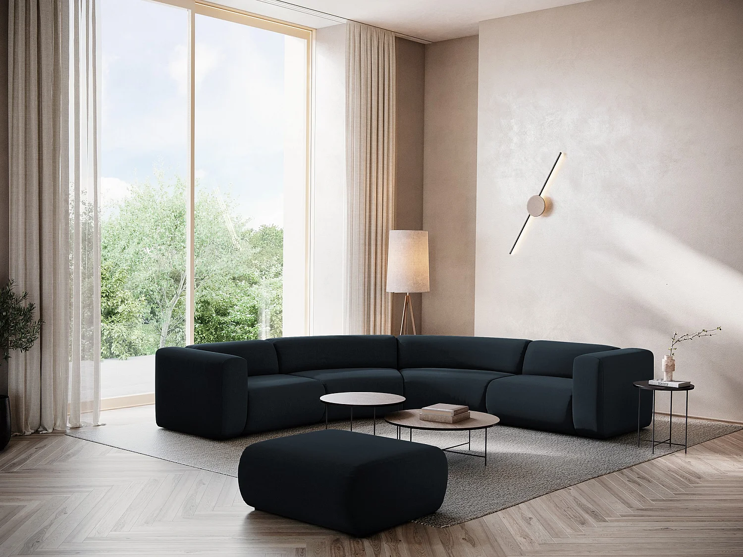 Modulares Ecksofa - - Samt - Königsblau - EKAHI