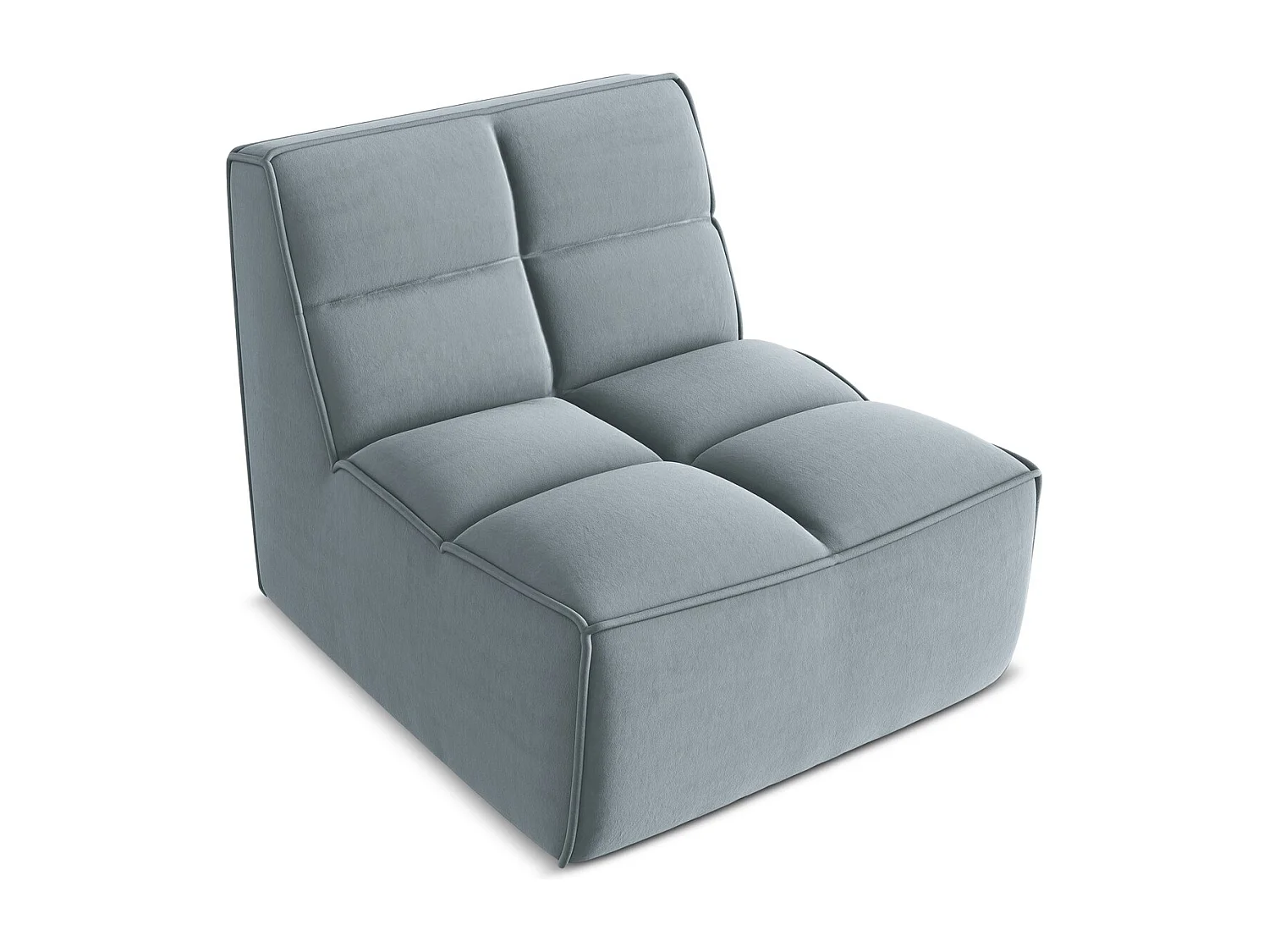 Fauteuil pour canapé modulable en velours - bleu clair - KALAI