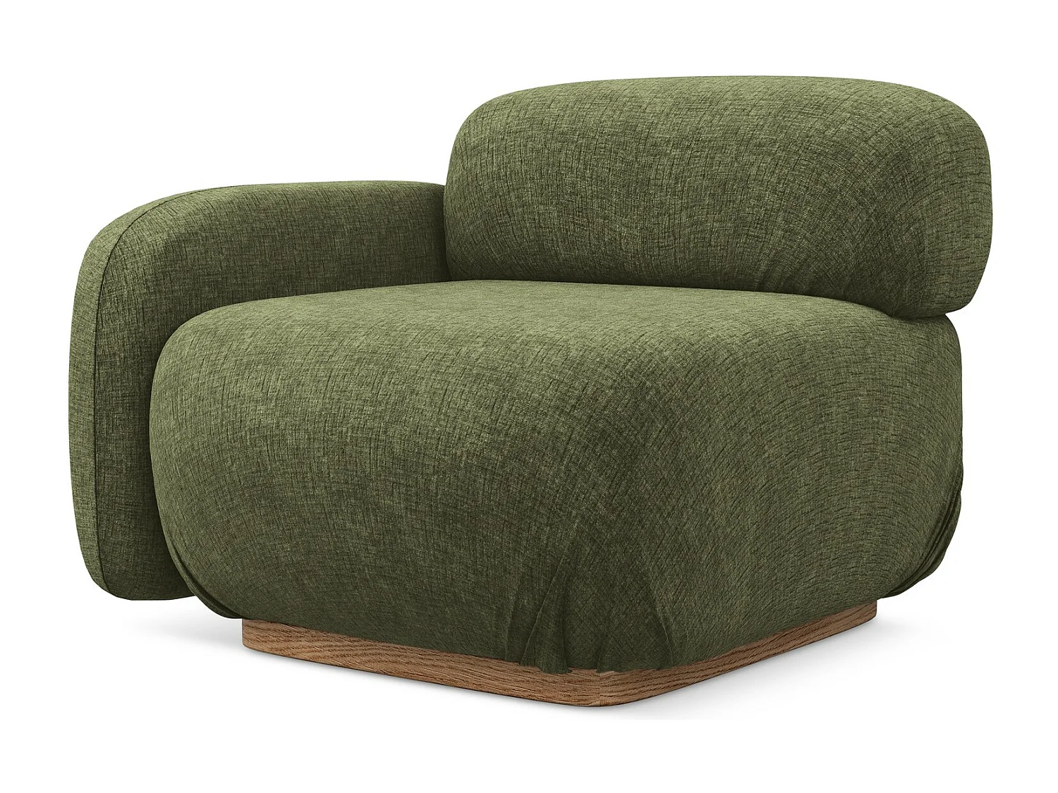 Module avec accoudoirs gauche en tissu chenille - olive - AILANI