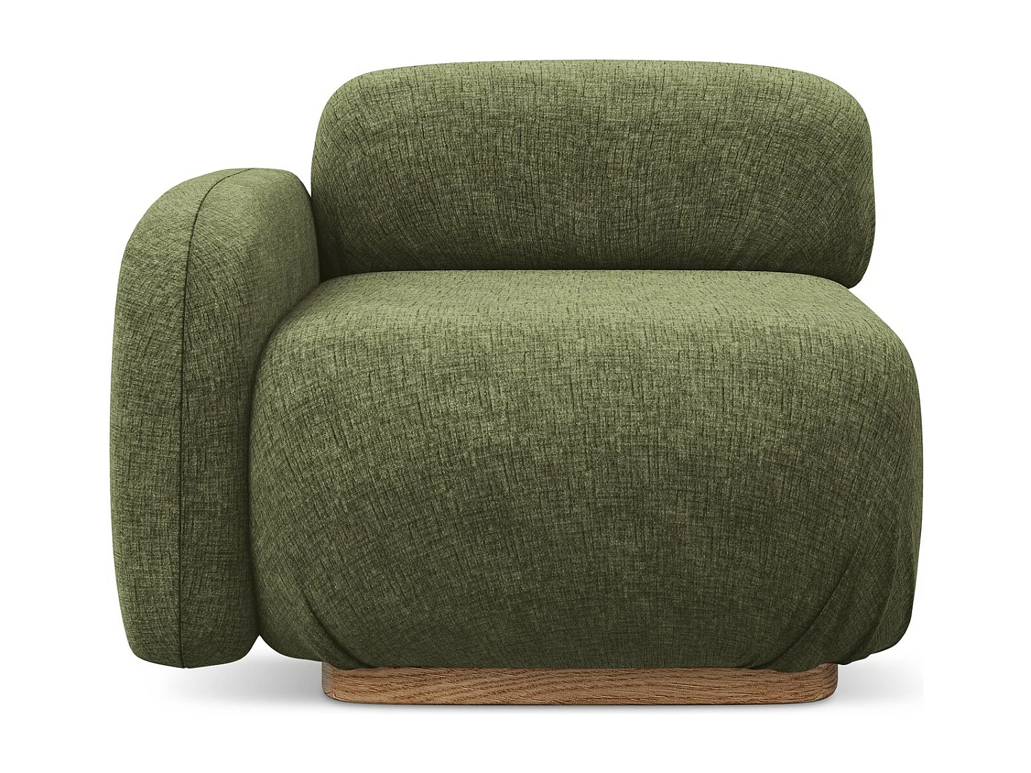 Module avec accoudoirs gauche en tissu chenille - olive - AILANI