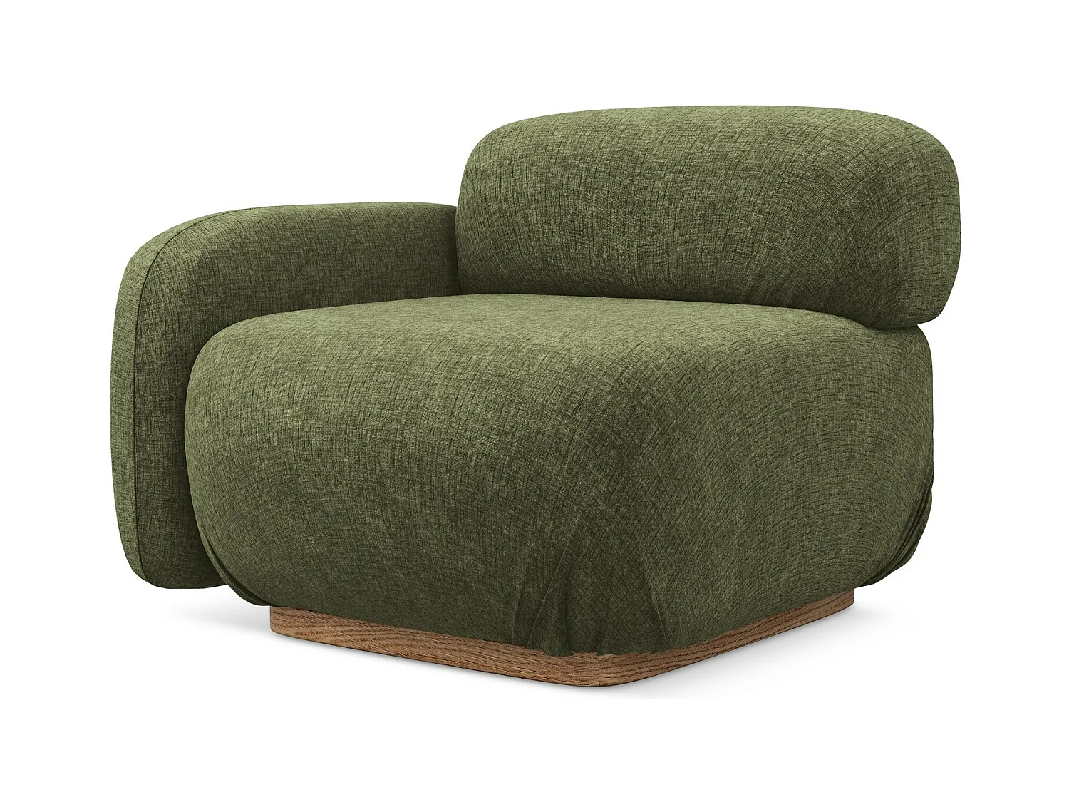 Module avec accoudoirs gauche en tissu chenille - olive - AILANI