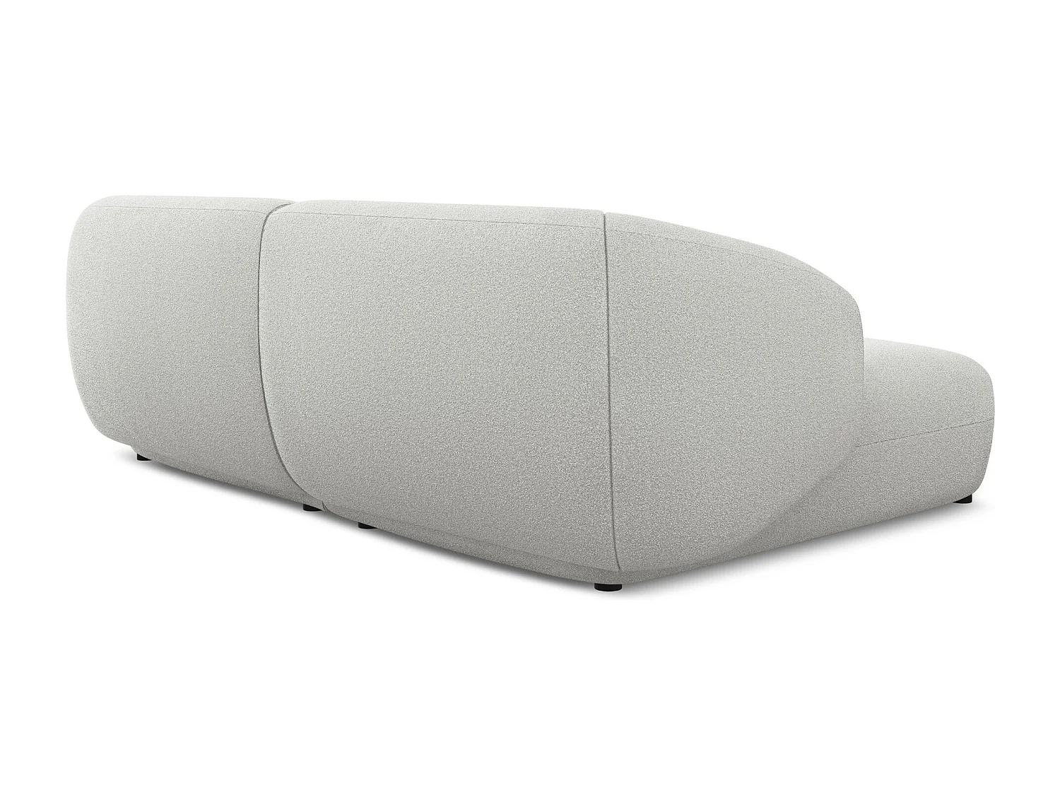 Sofá de canto modular esquerdo 2,5 lugares em tecido bouclé cinza claro - MOANA