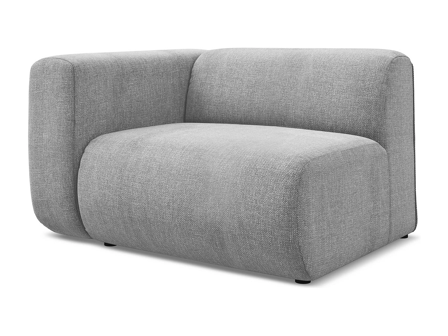 Module avec accoudoirs gauche en tissu chenille - gris clair - EKAHI