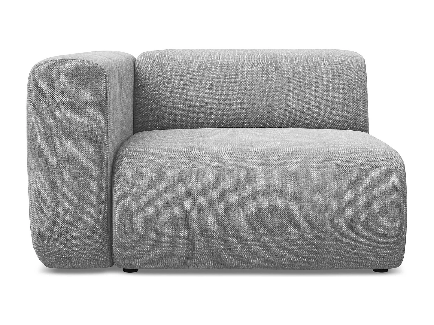 Module avec accoudoirs gauche en tissu chenille - gris clair - EKAHI