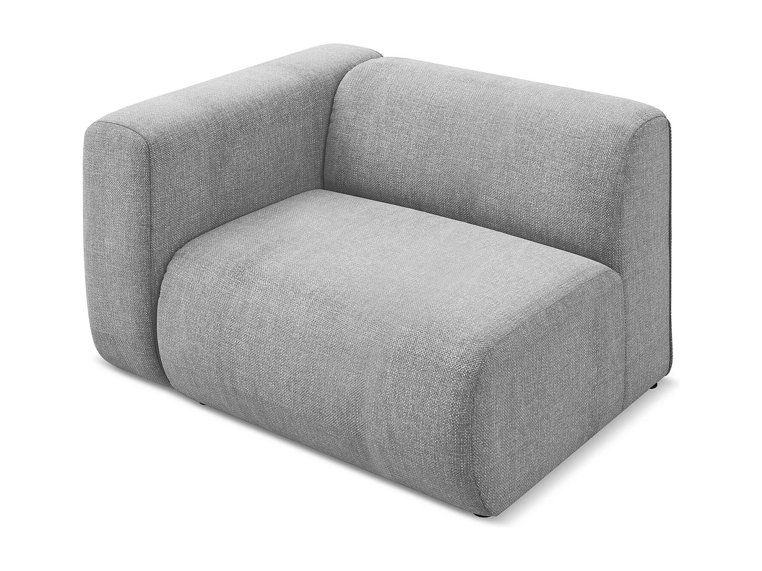 Module avec accoudoirs gauche en tissu chenille - gris clair - EKAHI