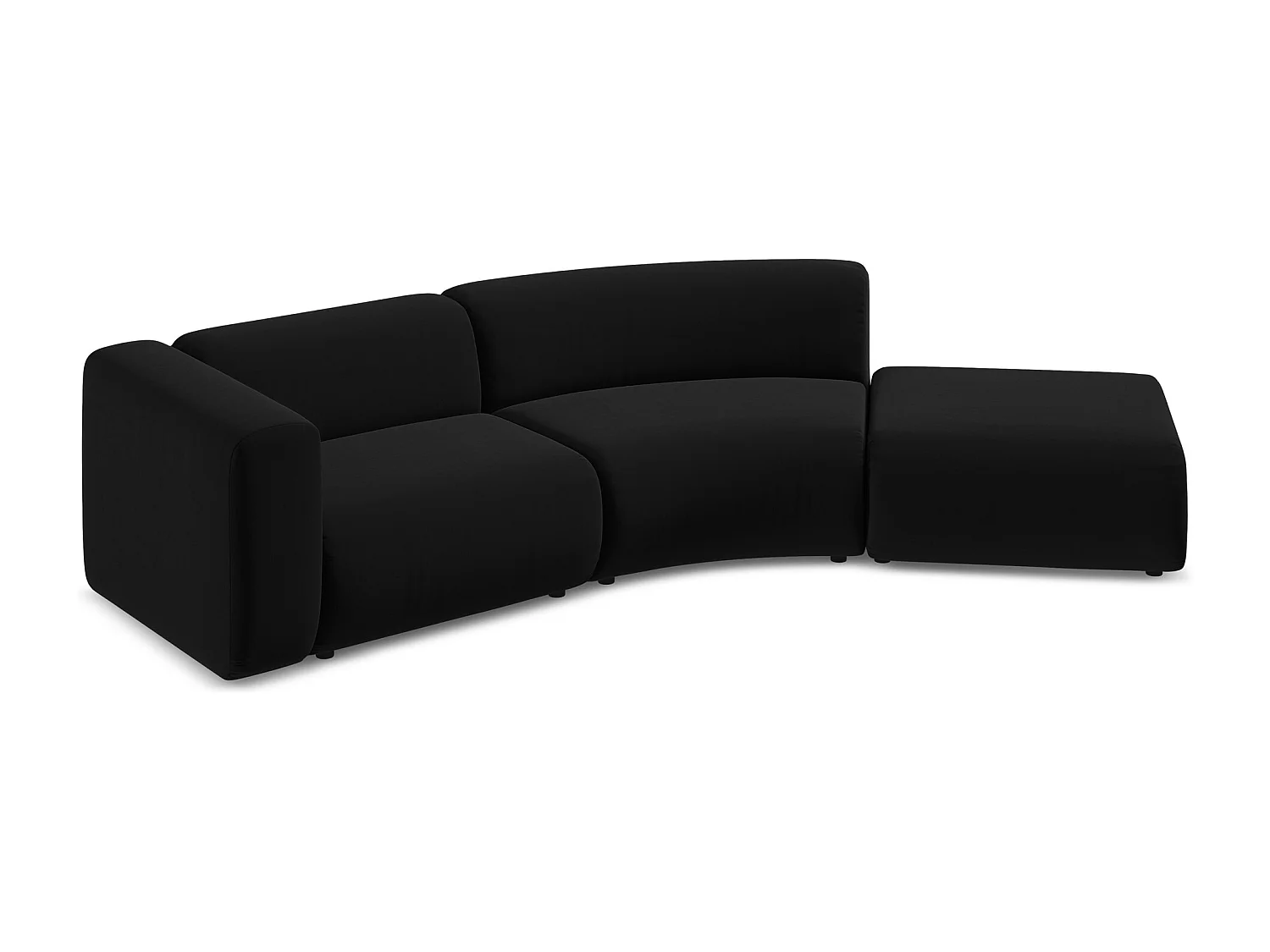 4-Sitzer Sofa Rechts - - Samt - Schwarz - EKAHI