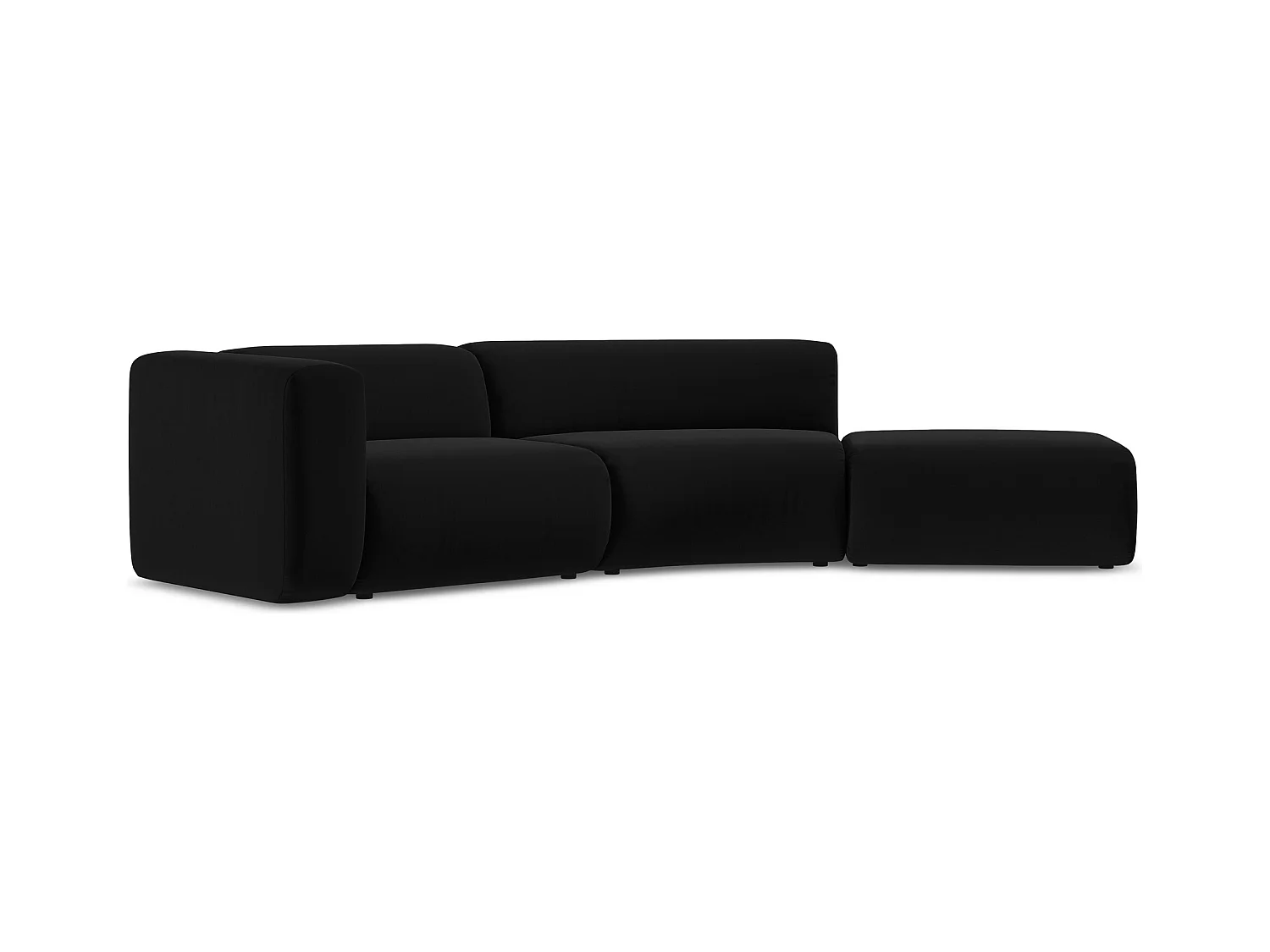 Canapé modulable 4 places droit en velours - noir - EKAHI