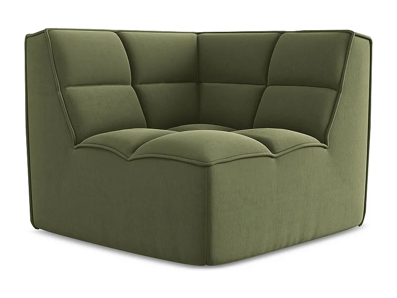 Fauteuil d'angle pour canapé modulable en velours - olive - KALAI