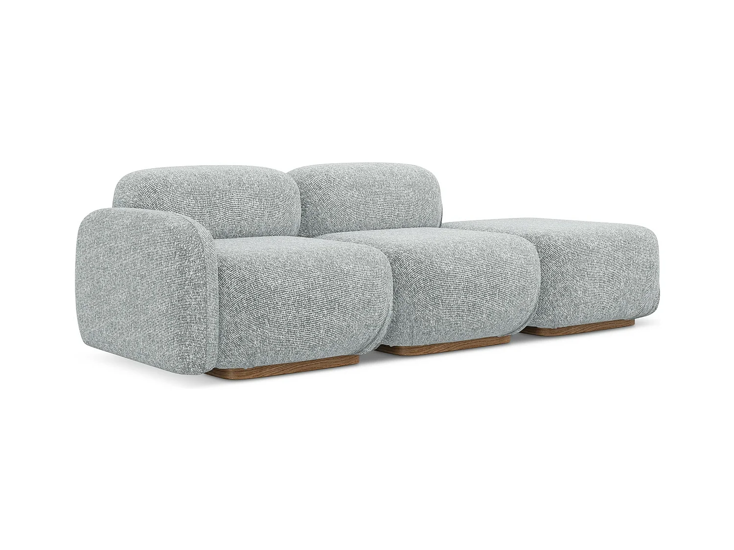 Modulares 3-Sitzer Sofa Rechts - - Strukturstoff - Silber - AILANI