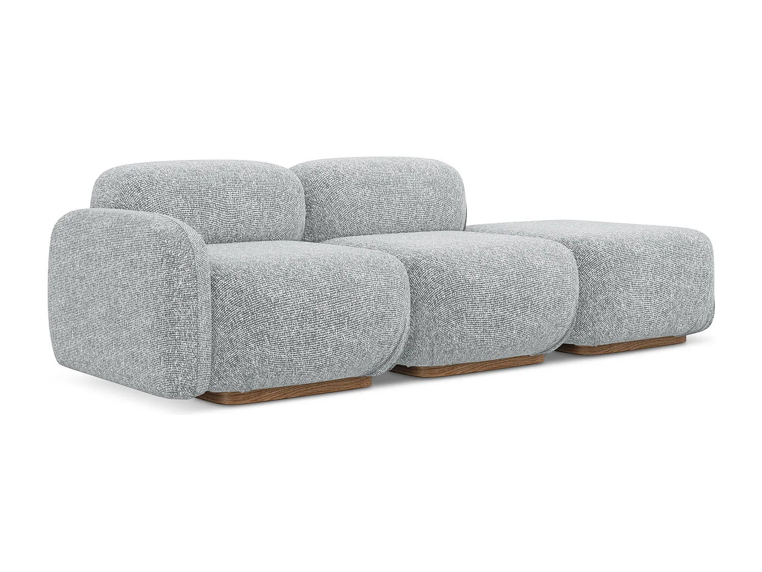 3-osobowa kanapa modułowa prawa - z tkaniny strukturalnej - srebrny - AILANI