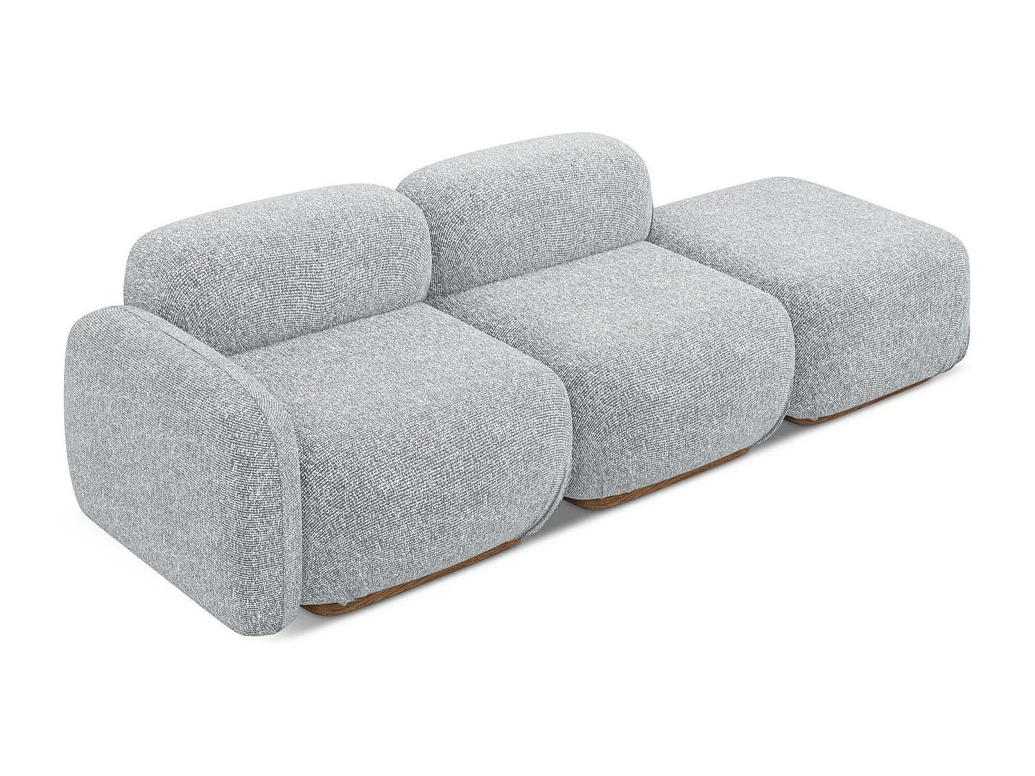 3-osobowa kanapa modułowa prawa - z tkaniny strukturalnej - srebrny - AILANI