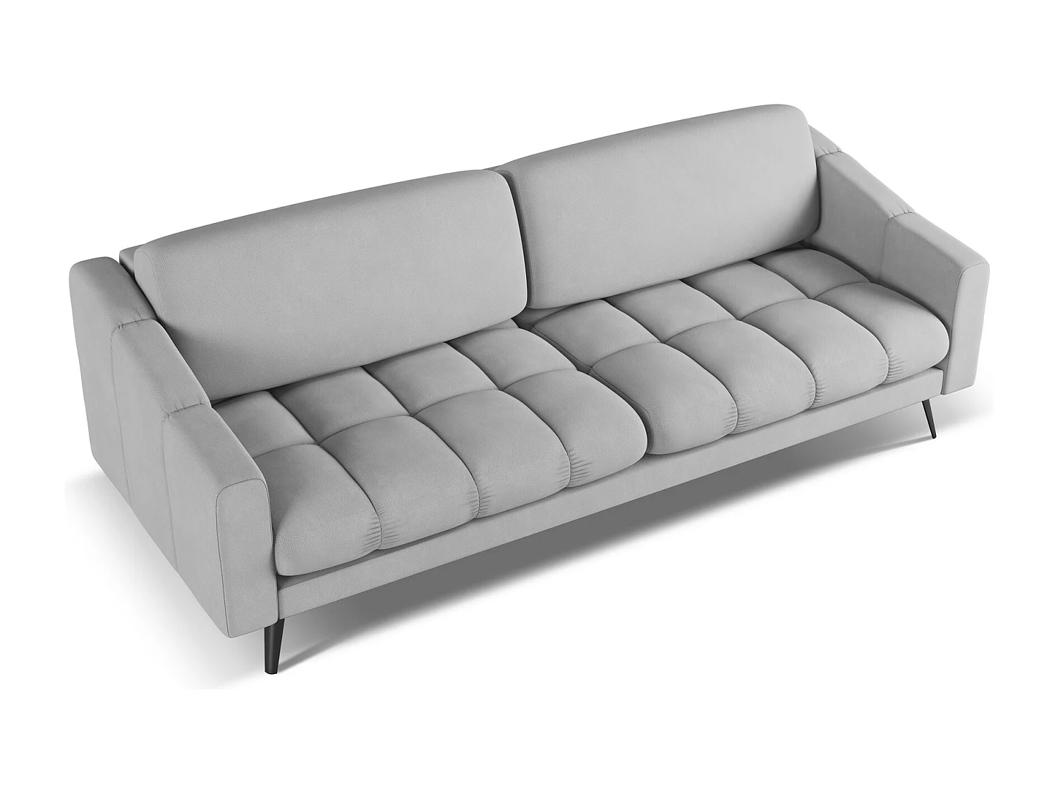 Canapé 4 places en tissu chenille - gris clair - NALU