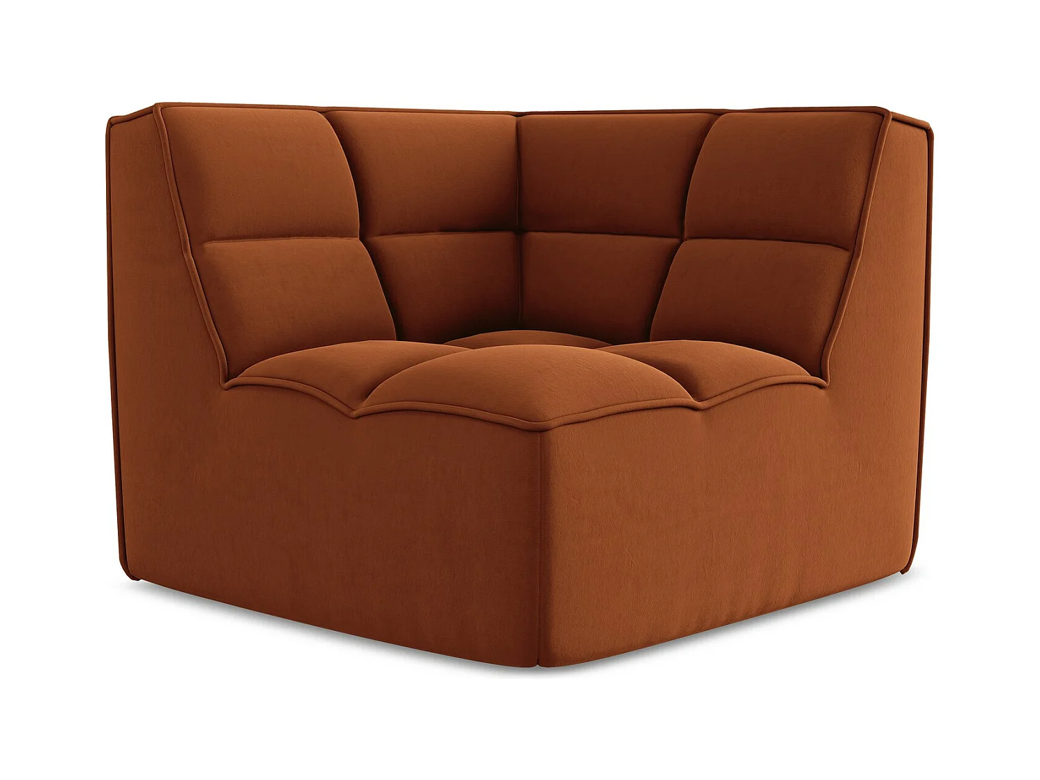 Fauteuil d'angle pour canapé modulable en velours - terre cuite - KALAI