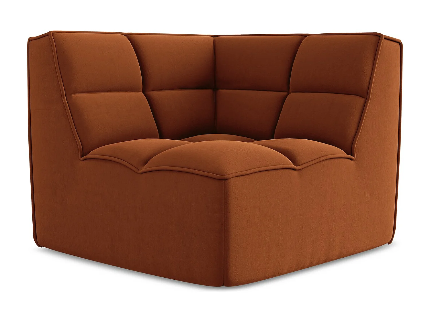 Bankmodule hoek van terracotta velours - KALAI