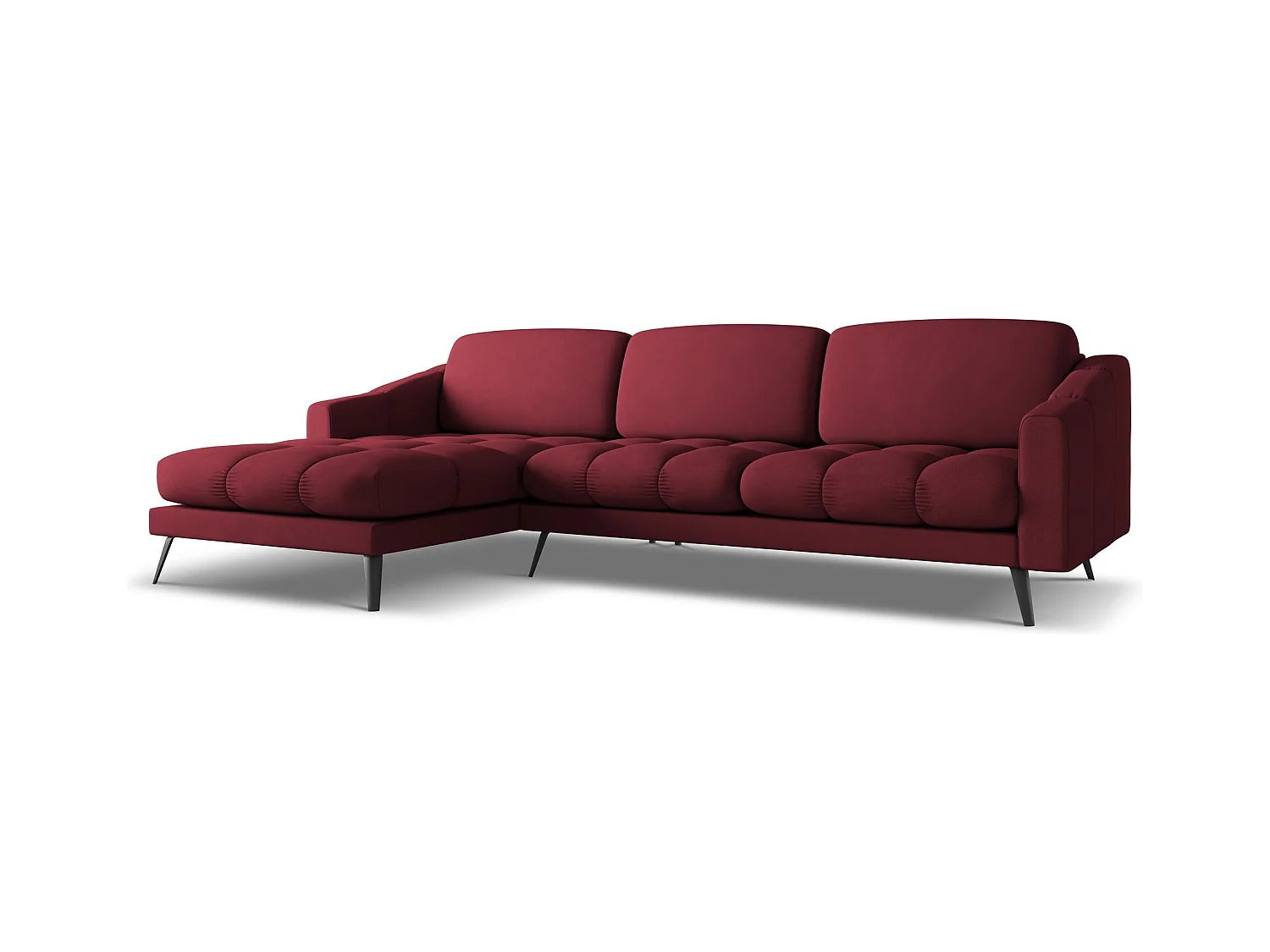 Hoekbank links van bordeaux chenille stof - NALU