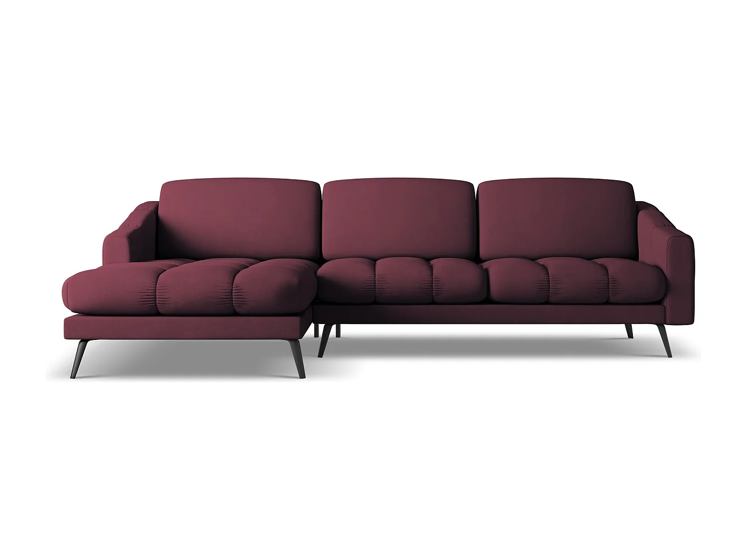 Ecksofa - Ecke Links - Chenille - Rotwein - NALU