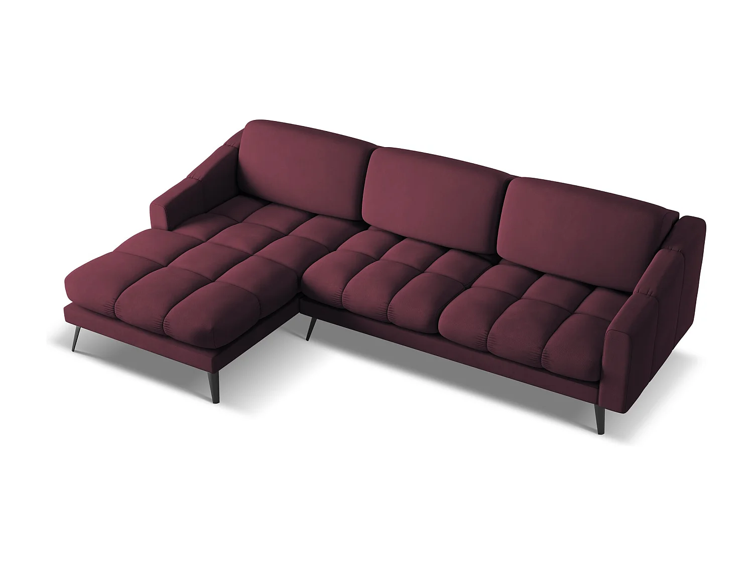 Ecksofa - Ecke Links - Chenille - Rotwein - NALU