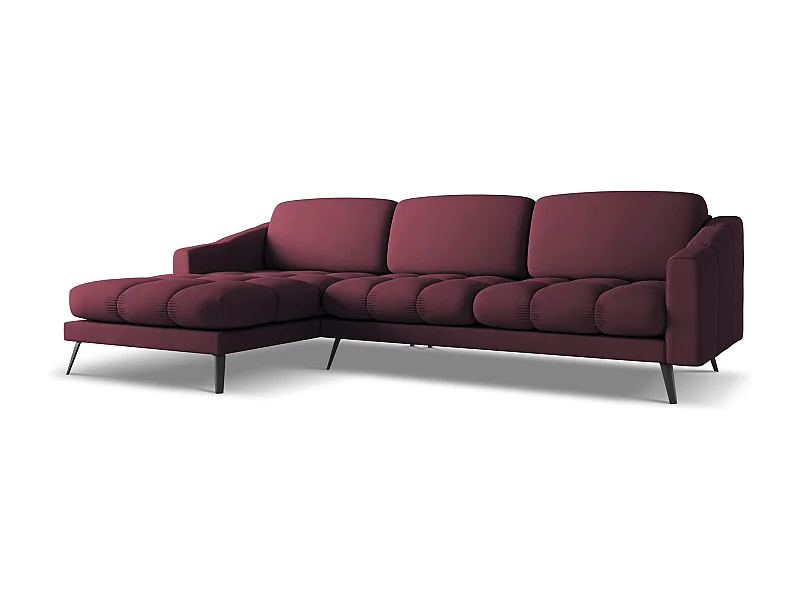 Canapé d'angle gauche en tissu chenille - bordeaux - NALU