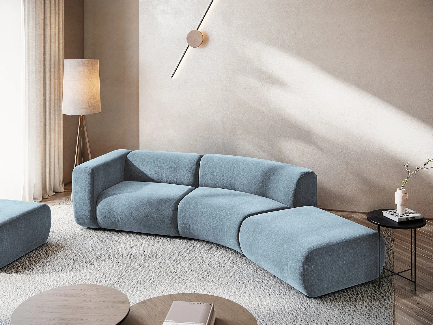 4-Sitzer Sofa Rechts - - Chenille - Jeans - EKAHI